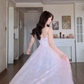 Glamorous Spaghetti Straps Light Pink Prom Dress Sequins A-Line Evening Dress C8166