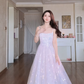 Glamorous Spaghetti Straps Light Pink Prom Dress Sequins A-Line Evening Dress C8166