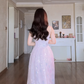 Glamorous Spaghetti Straps Light Pink Prom Dress Sequins A-Line Evening Dress C8166