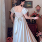 Graceful Jacquard A-Line Ivory Prom Dress Lace Short Sleeve Evening Dress C8168