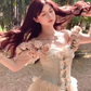 Robe de bal de princesse bustier à volants en satin long, robe de soirée C8117
