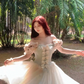 Robe de bal de princesse bustier à volants en satin long, robe de soirée C8117