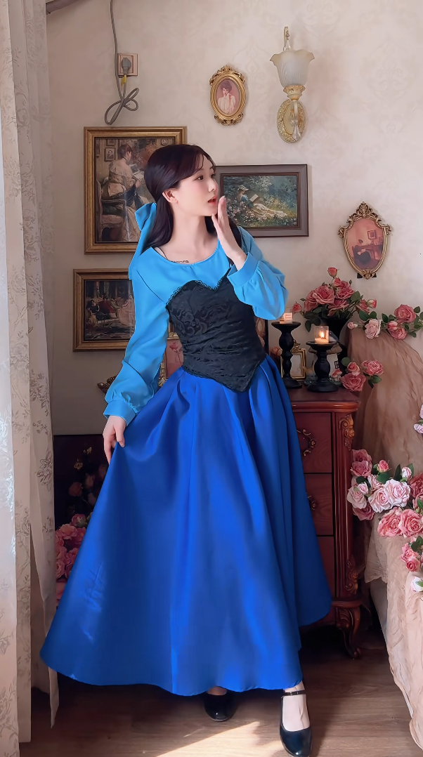Robe de bal de princesse bustier à volants en satin long, robe de soirée C8117