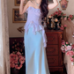 Robe de bal de princesse bustier à volants en satin long, robe de soirée C8117