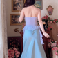Robe de bal de princesse bustier à volants en satin long, robe de soirée C8117