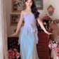 Robe de bal de princesse bustier à volants en satin long, robe de soirée C8117