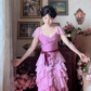 Robe de bal de princesse bustier à volants en satin long, robe de soirée C8117