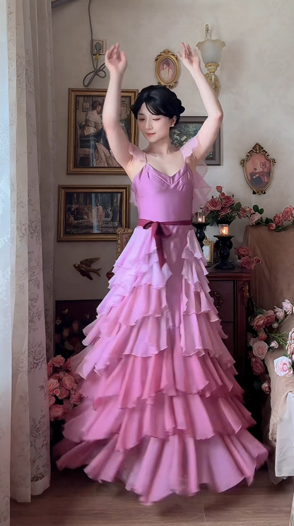 Robe de bal de princesse bustier à volants en satin long, robe de soirée C8117