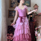 Robe de bal de princesse bustier à volants en satin long, robe de soirée C8117