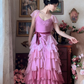 Robe de bal de princesse bustier à volants en satin long, robe de soirée C8117