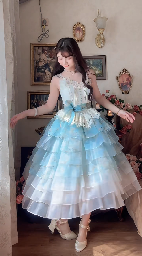 Robe de bal de princesse bustier à volants en satin long, robe de soirée C8117