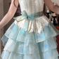 Robe de bal de princesse bustier à volants en satin long, robe de soirée C8117