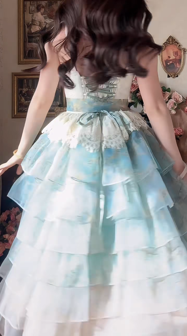 Robe de bal de princesse bustier à volants en satin long, robe de soirée C8117