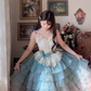 Robe de bal de princesse bustier à volants en satin long, robe de soirée C8117
