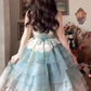 Robe de bal de princesse bustier à volants en satin long, robe de soirée C8117