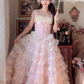 Robe de bal de princesse bustier à volants en satin long, robe de soirée C8117