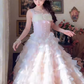 Robe de bal de princesse bustier à volants en satin long, robe de soirée C8117