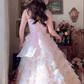 Robe de bal de princesse bustier à volants en satin long, robe de soirée C8117