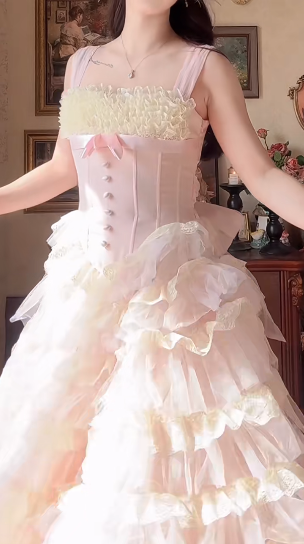 Robe de bal de princesse bustier à volants en satin long, robe de soirée C8117