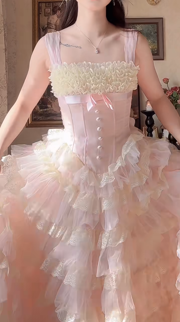 Robe de bal de princesse bustier à volants en satin long, robe de soirée C8117