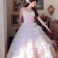 Robe de bal de princesse bustier à volants en satin long, robe de soirée C8117