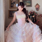 Robe de bal de princesse bustier à volants en satin long, robe de soirée C8117