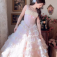 Robe de bal de princesse bustier à volants en satin long, robe de soirée C8117