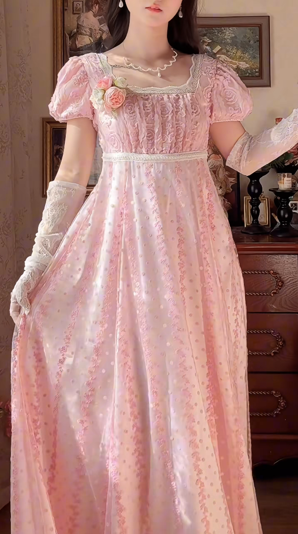 Lovely A-Line Pink Prom Dress With Scarf Floral Short Sleeve Evening Dress C8183