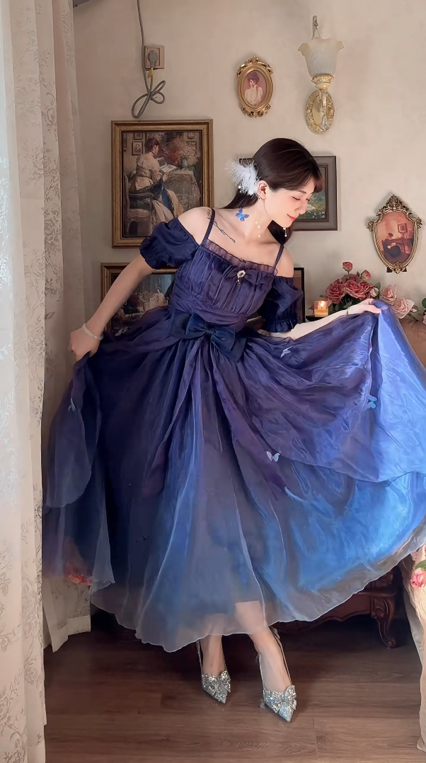 Robe de bal de princesse bustier à volants en satin long, robe de soirée C8117