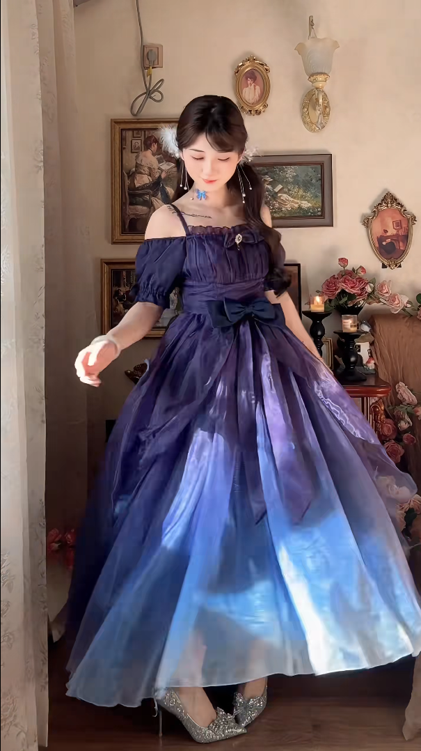 Robe de bal de princesse bustier à volants en satin long, robe de soirée C8117