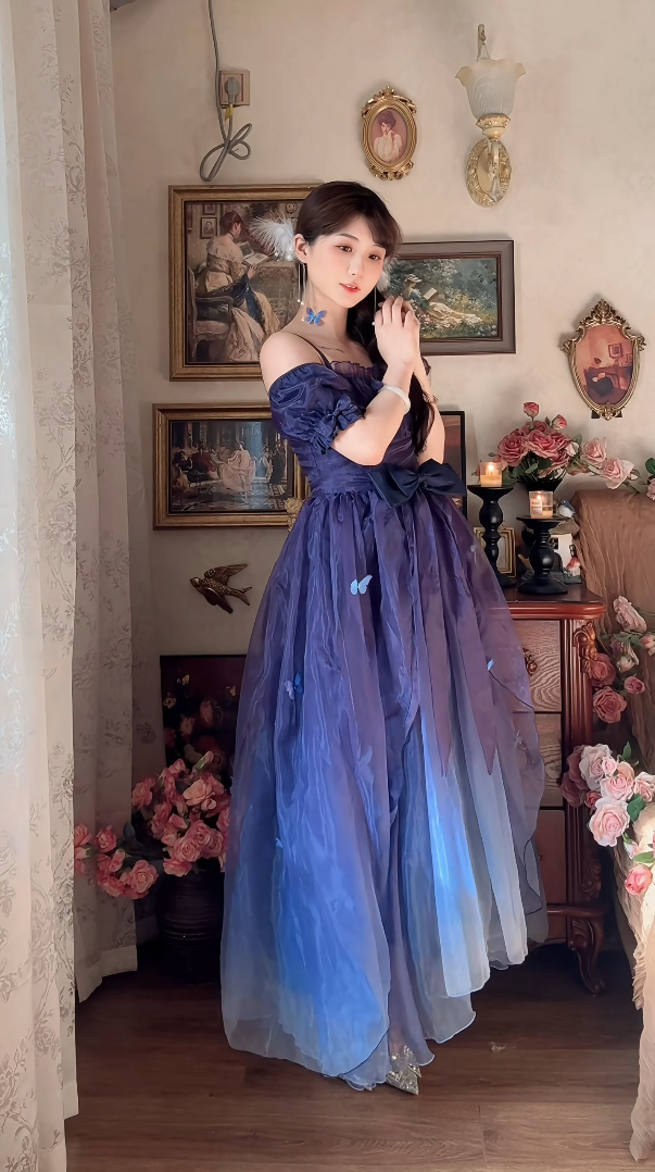 Robe de bal de princesse bustier à volants en satin long, robe de soirée C8117