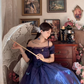 Robe de bal de princesse bustier à volants en satin long, robe de soirée C8117