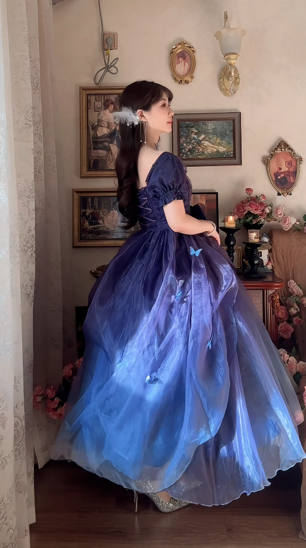 Robe de bal de princesse bustier à volants en satin long, robe de soirée C8117