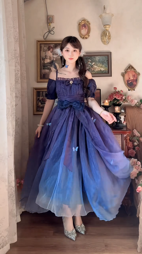 Robe de bal de princesse bustier à volants en satin long, robe de soirée C8117