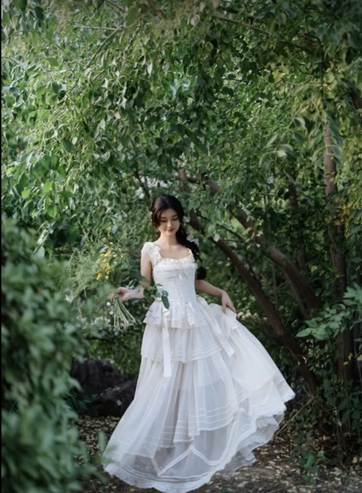 Robe de bal de princesse bustier à volants en satin long, robe de soirée C8117
