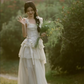 Robe de bal de princesse bustier à volants en satin long, robe de soirée C8117