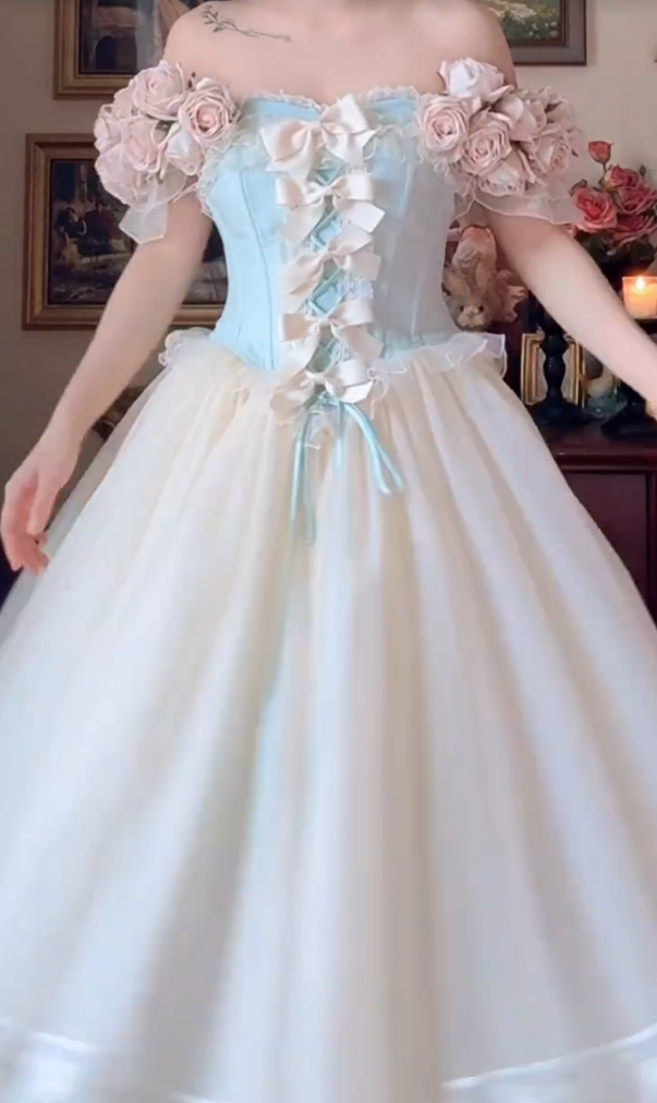 Robe de bal de princesse bustier à volants en satin long, robe de soirée C8117