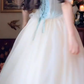 Robe de bal de princesse bustier à volants en satin long, robe de soirée C8117