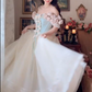 Robe de bal de princesse bustier à volants en satin long, robe de soirée C8117
