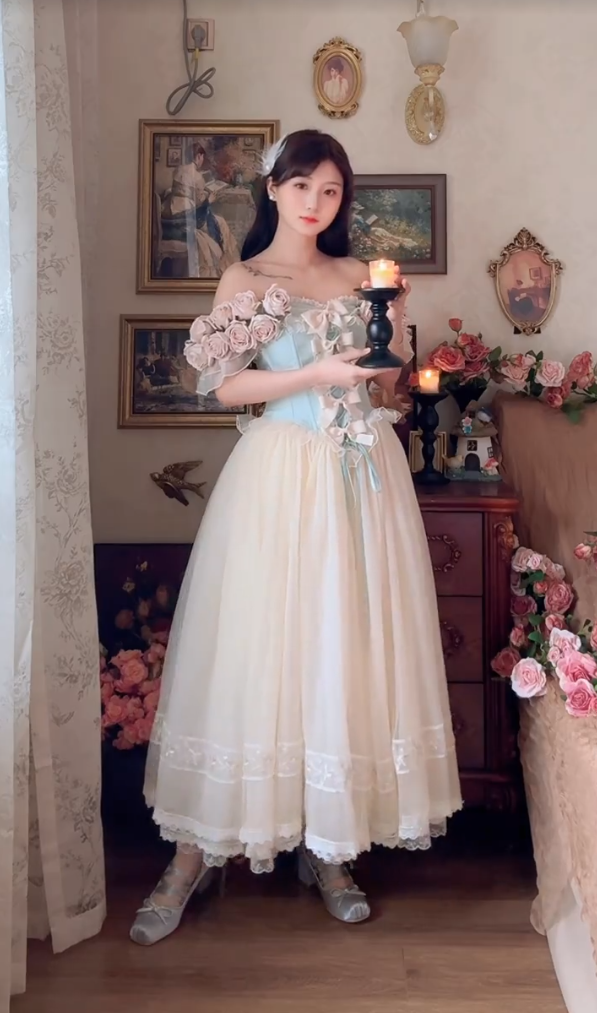 Robe de bal de princesse bustier à volants en satin long, robe de soirée C8117