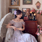 Robe de bal de princesse bustier à volants en satin long, robe de soirée C8117
