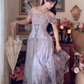 Robe de bal de princesse bustier à volants en satin long, robe de soirée C8117
