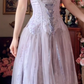 Robe de bal de princesse bustier à volants en satin long, robe de soirée C8117