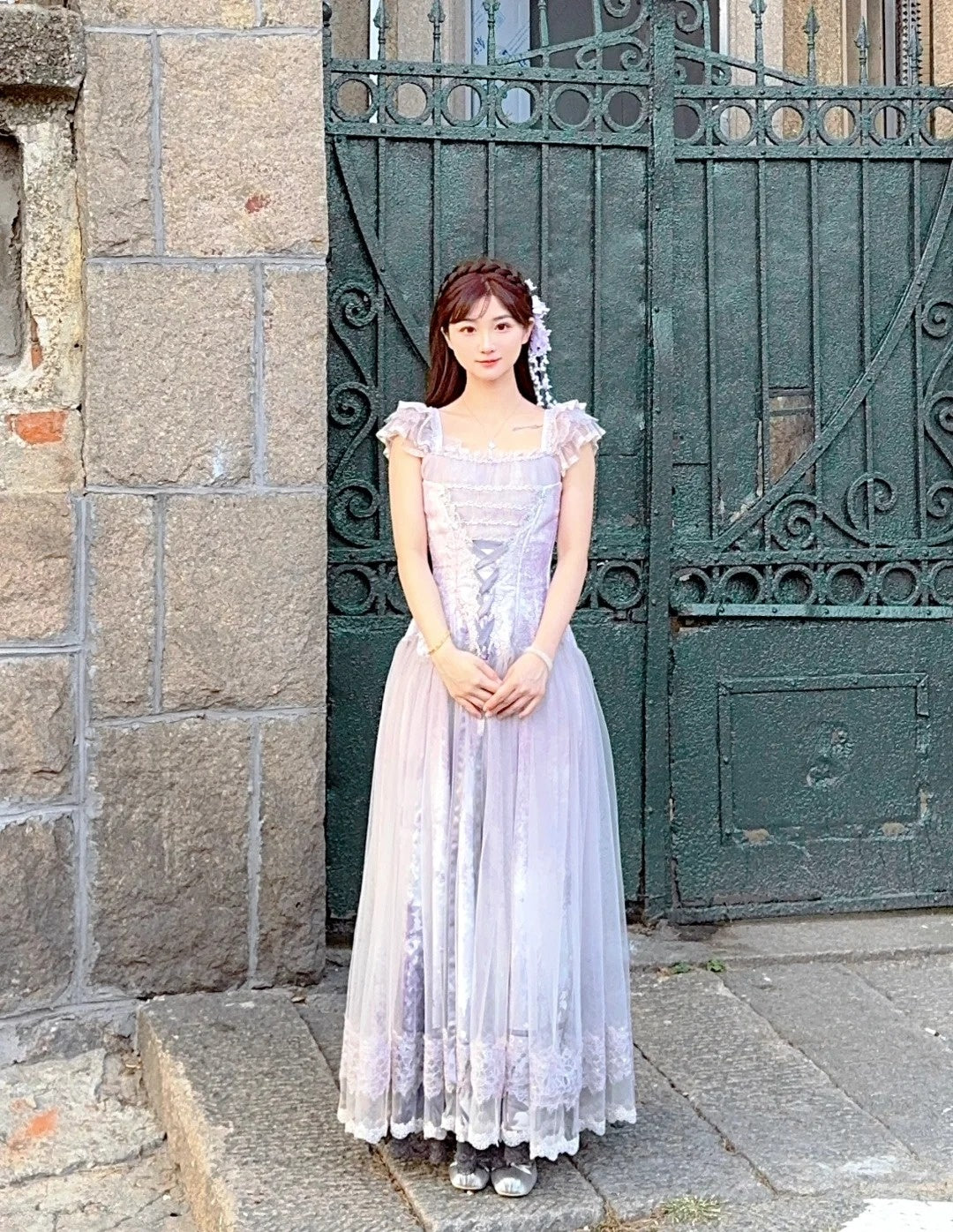 Robe de bal de princesse bustier à volants en satin long, robe de soirée C8117