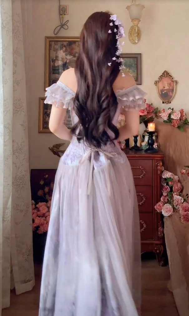 Robe de bal de princesse bustier à volants en satin long, robe de soirée C8117