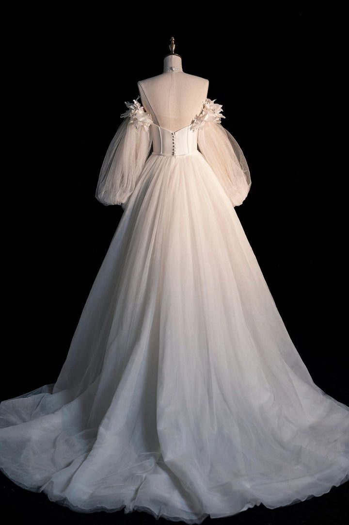 Robe de mariée longue en Tulle blanc, ligne A, épaules dénudées, conte de fées, C819