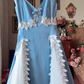 Robe de bal de princesse bustier à volants en satin long, robe de soirée C8117