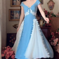 Robe de bal de princesse bustier à volants en satin long, robe de soirée C8117