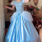 Robe de bal de princesse bustier à volants en satin long, robe de soirée C8117