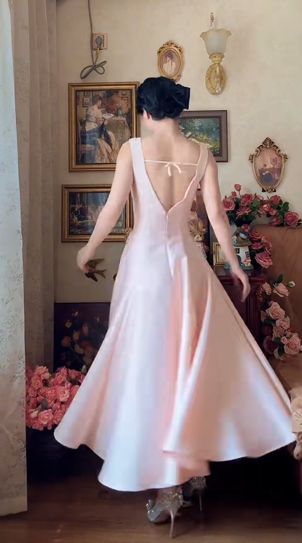 Robe de bal de princesse bustier à volants en satin long, robe de soirée C8117